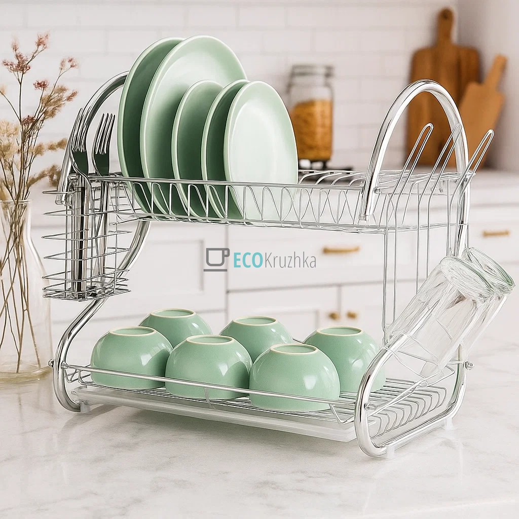Двоярусна настільна сушарка для посуду, 27 х 23 см, New Arrival (JU-2994) Двоярусна настільна сушарка для посуду, 27 х 23 см, New Arrival (JU-2994)