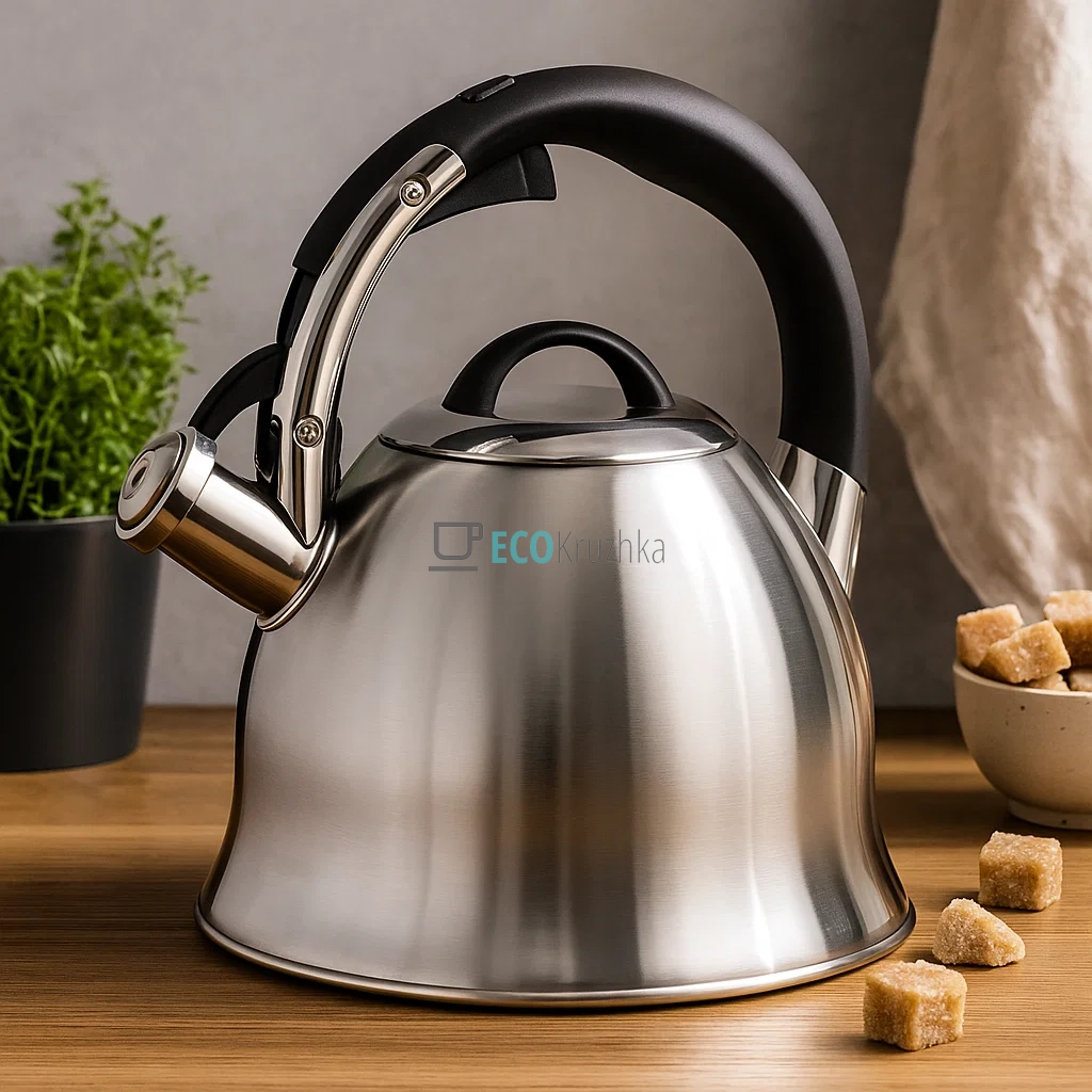 Чайник 2.2 л з нержавіючої сталі зі свистком і нейлонової ручкою для індукції і газу Maestro MR-1320-S Чайник 2.2 л з нержавіючої сталі зі свистком і нейлонової ручкою для індукції і газу Maestro MR-1320-S