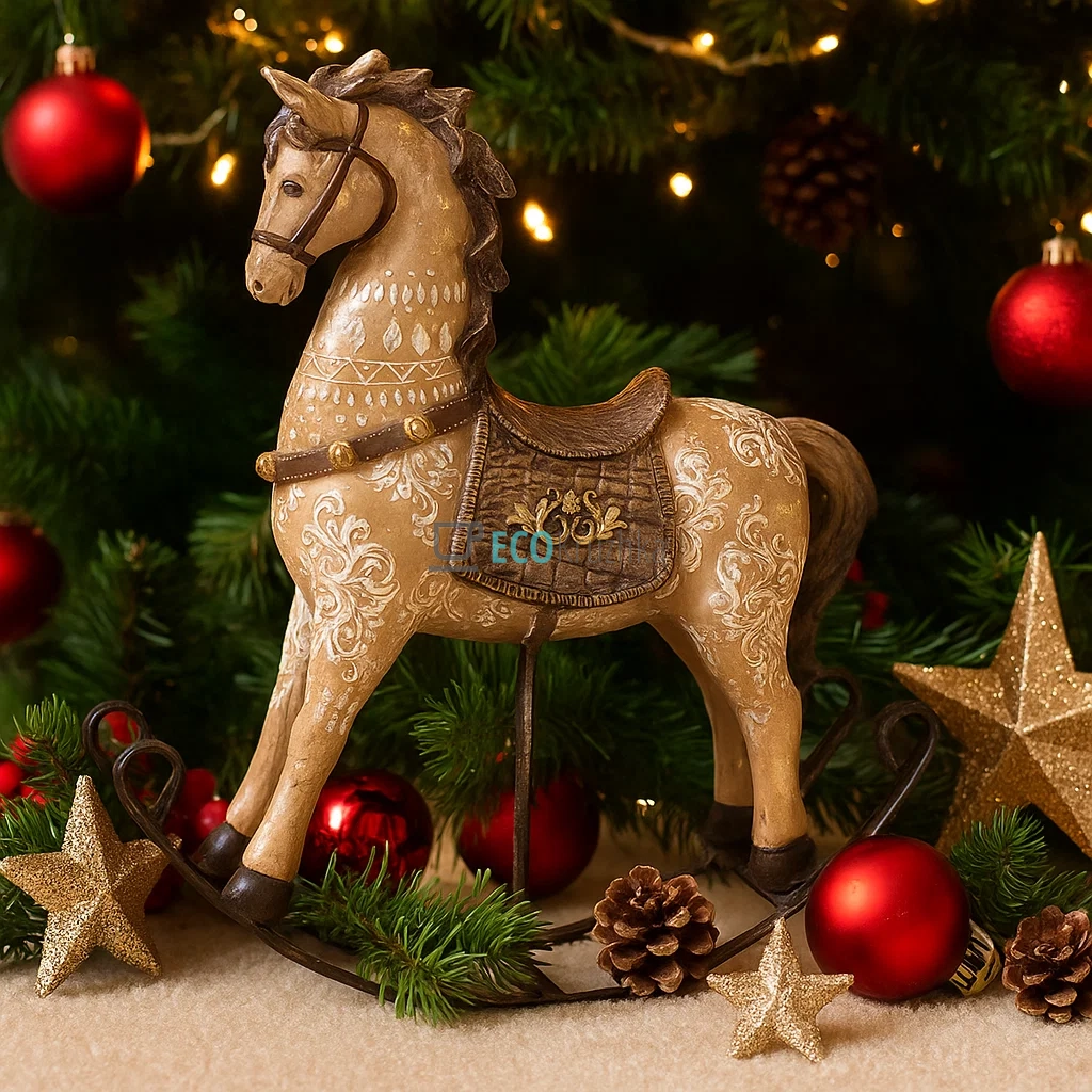 Декоративна статуетка «Конячка‑гойдалка» коричнева з золотим, 30 см (218-870) Декоративна статуетка «Конячка‑гойдалка» коричнева з золотим, 30 см (218-870)
