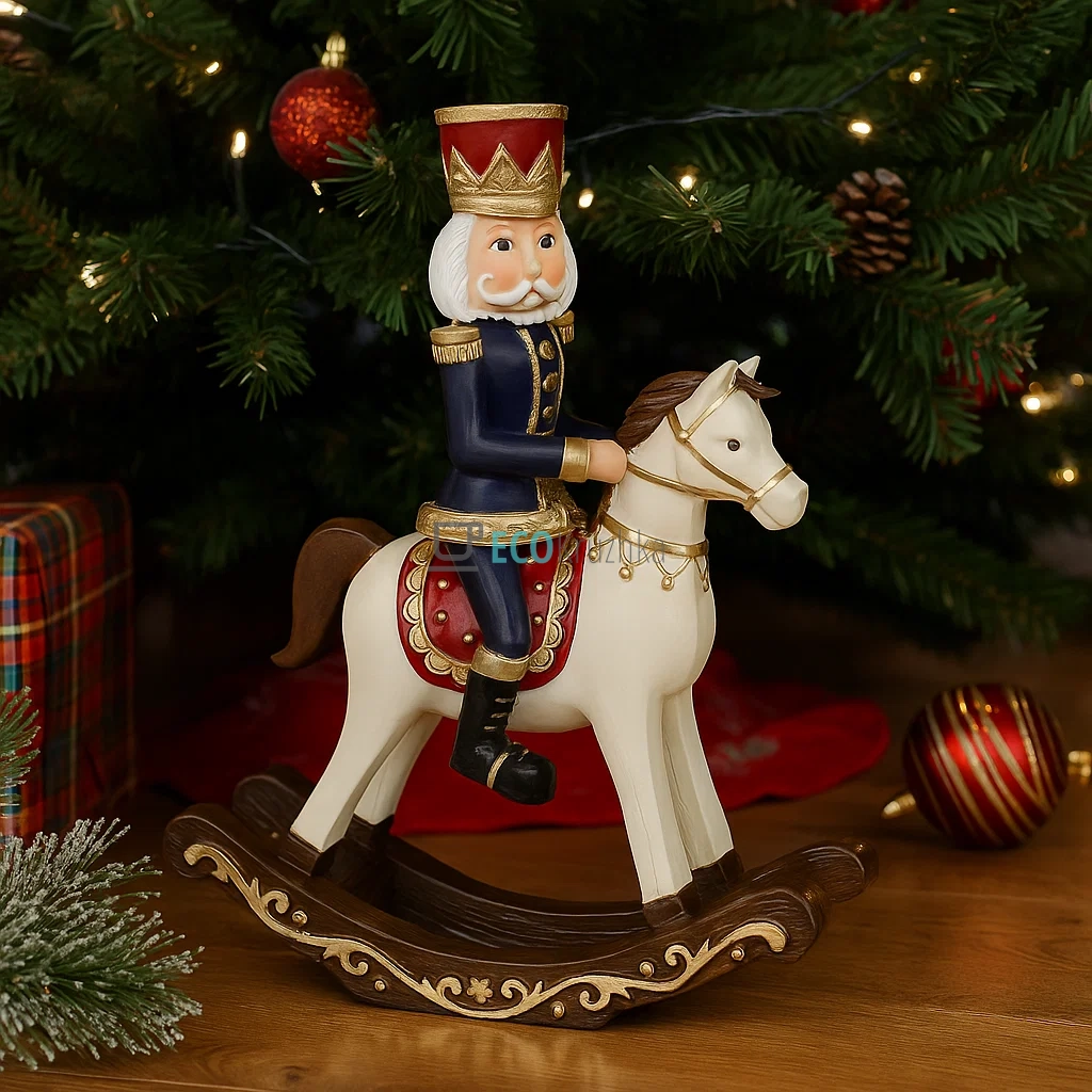 Декоративна статуетка‑фігура «Лускунчик на коні» 25 см синій з червоним (707-057) Декоративна статуетка‑фігура «Лускунчик на коні» 25 см синій з червоним (707-057)