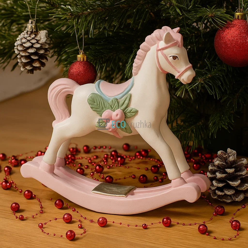 Декоративна фігурка «Конячка» 17×5×16 см — біло‑рожева (K07-549)