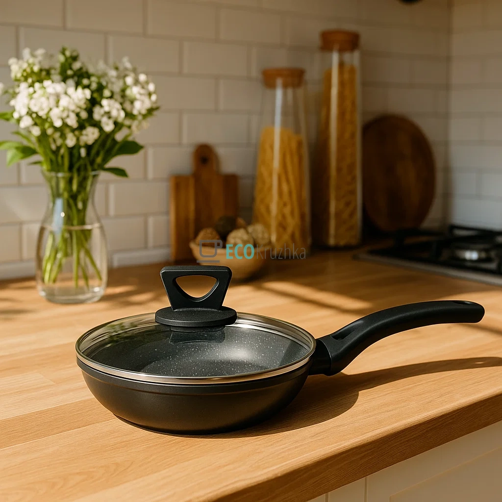 Сковорода 18 см (0.7 л) з кришкою та мармуровим покриттям Edenberg EB-7451