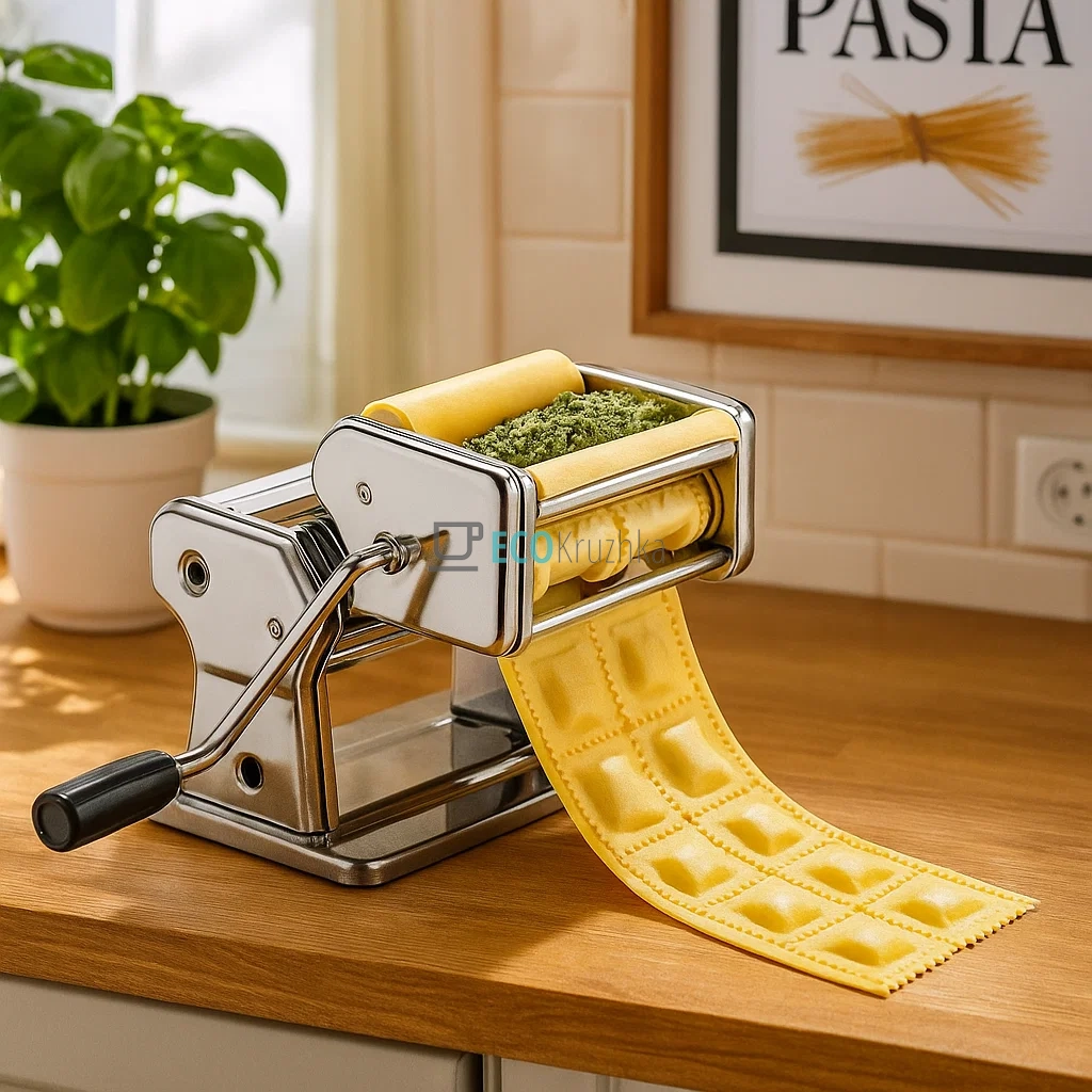 Ручна машинка для локшини 3 в 1 з насадкою для равіолі (JU-1291) Ручна машинка для локшини 3 в 1 з насадкою для равіолі (JU-1291)