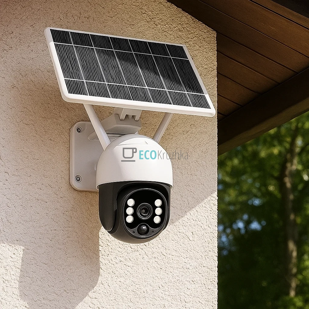 Вулична поворотна WiFi камера з сонячною батареєю 4G V380 (JU-10998)