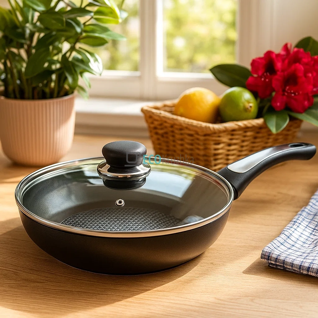 Сковорідка 22 см з кришкою та Тефлоновим покриттям Maesrto MR-1203-22 Сковорідка 22 см з кришкою та Тефлоновим покриттям Maesrto MR-1203-22