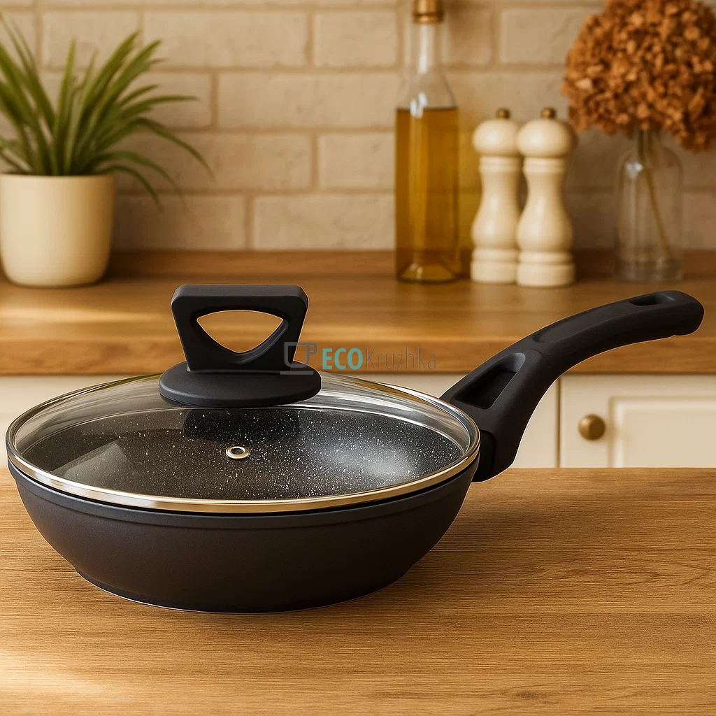 Сковорода 24 см (1.7 л) з кришкою та мармуровим покриттям Edenberg EB-7454 Сковорода 24 см (1.7 л) з кришкою та мармуровим покриттям Edenberg EB-7454