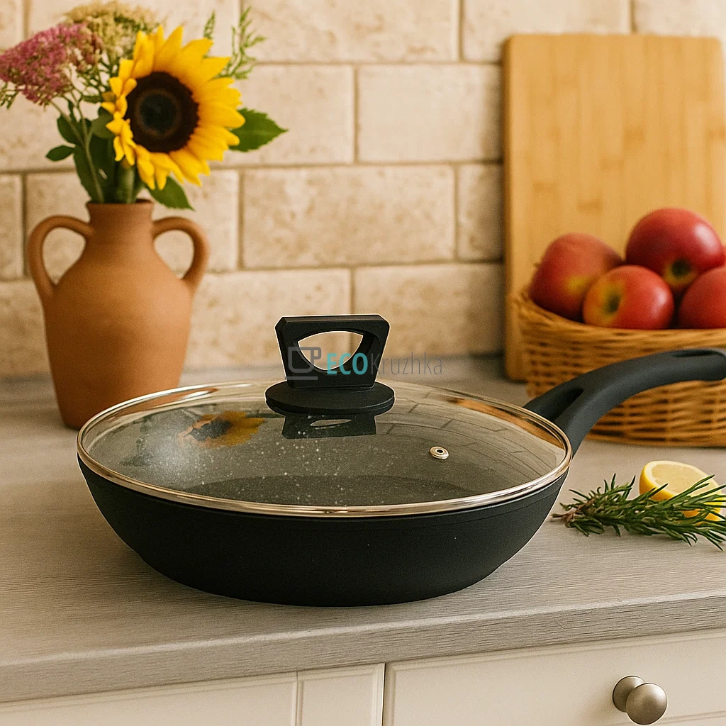 Сковорода 26 см (2.2 л) з кришкою та мармуровим покриттям Edenberg EB-7455