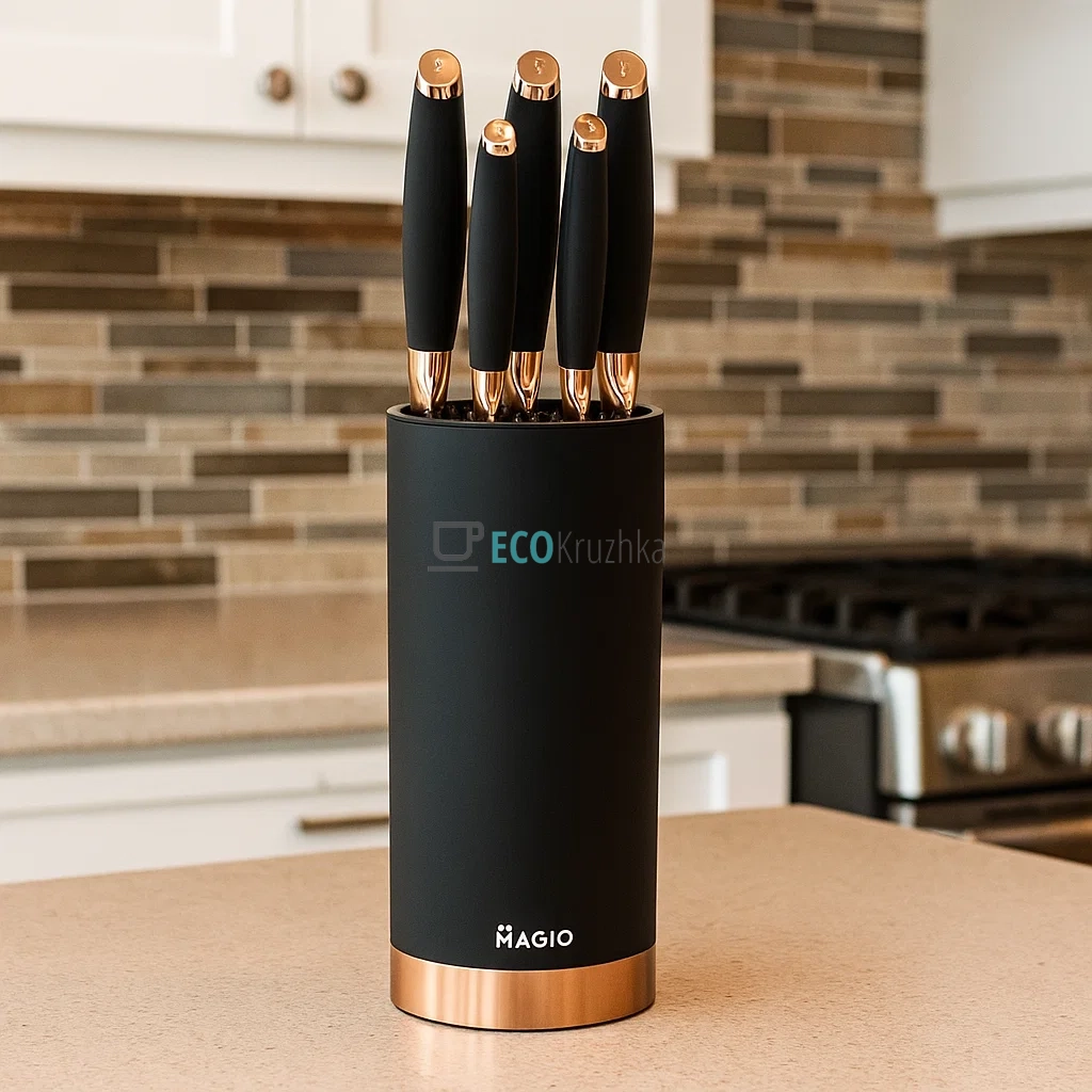 Набір кухонних ножів MAGIO MG-1091 з підставкою, 6 предметів, нержавіюча сталь Набір кухонних ножів MAGIO MG-1091 з підставкою, 6 предметів, нержавіюча сталь