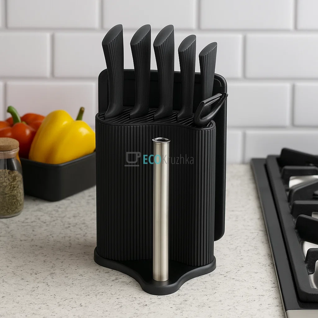 Набір кухонних ножів Maestro з підставкою MR-1413-BLACK Набір кухонних ножів Maestro з підставкою MR-1413-BLACK