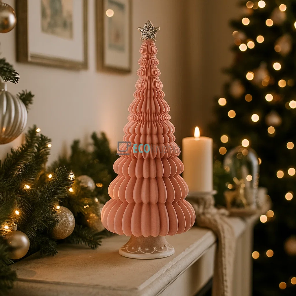 Декоративна пряниково-зефірна ялинка з флоком 23 х 23 х 53 см (837-270)