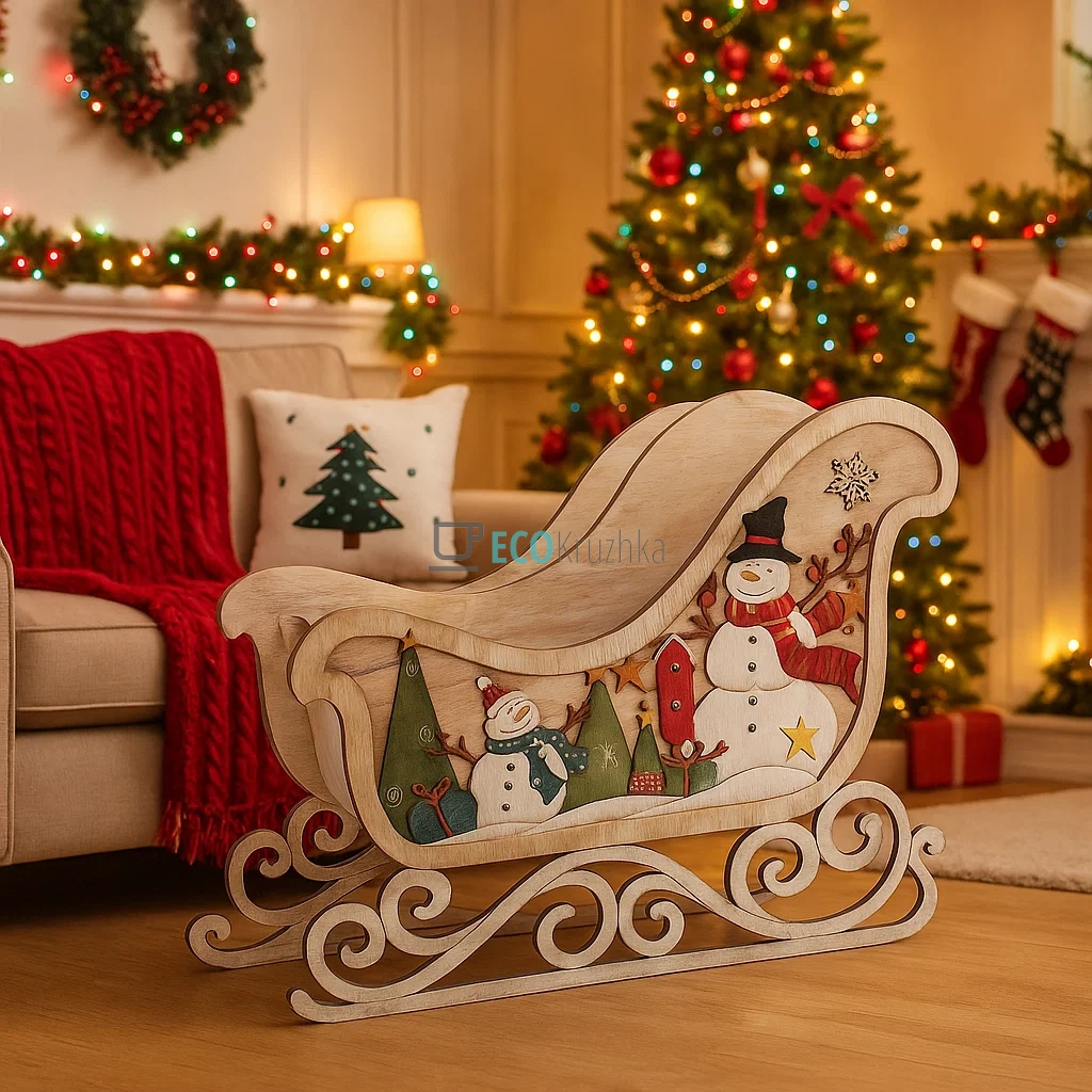 Декоративні дерев’яні сани 64 см (808-018) Декоративні дерев’яні сани 64 см (808-018)