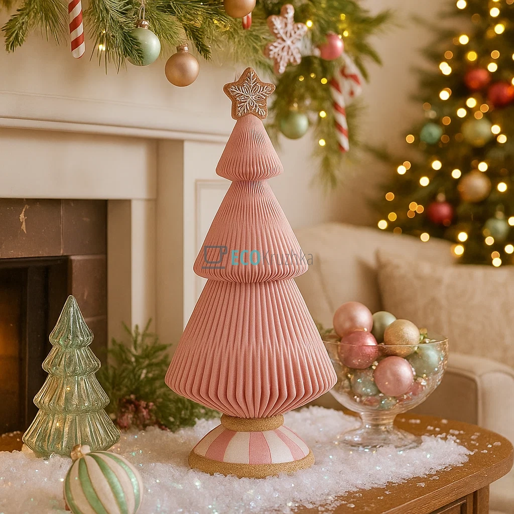 Декоративна пряниково-зефірна ялинка з флоком 20 х 20 х 44 см (837-255)