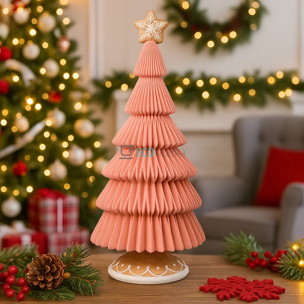 Декоративна пряниково-зефірна ялинка з флоком 21.5 х 21.5 х 48 см (837-259)