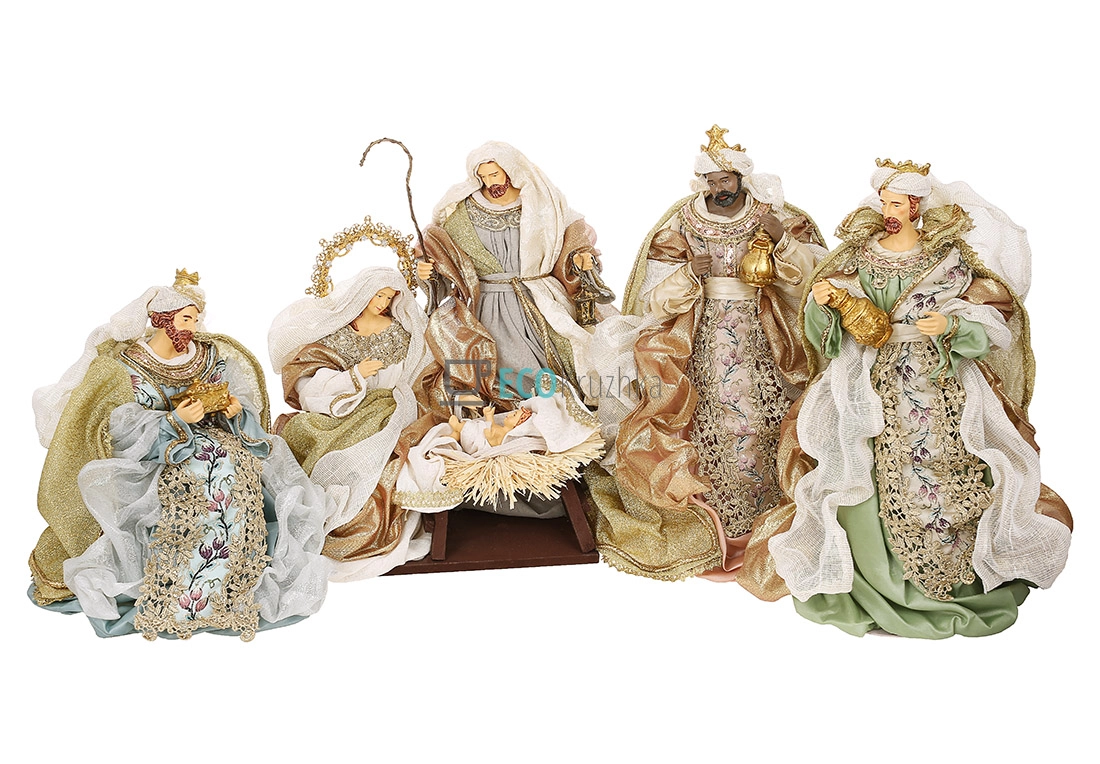 Різдвяний вертеп з 6 фігур, підлогова композиція 39 см (428-220) Різдвяний вертеп з 6 фігур, підлогова композиція 39 см (428-220)