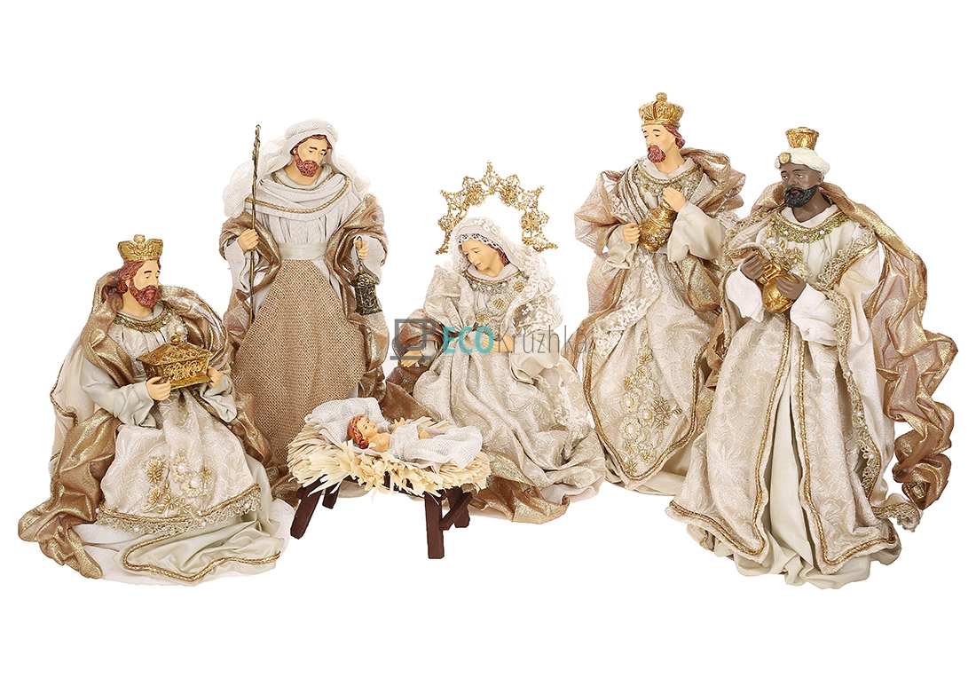 Різдвяний вертеп з 6 фігур, підлогова композиція 40 см (428-225) Різдвяний вертеп з 6 фігур, підлогова композиція 40 см (428-225)