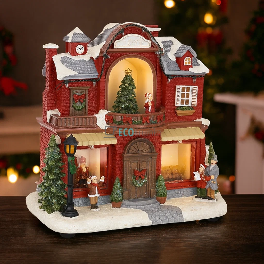 Новорічна фігура Магазин іграшок з LED-підсвіткою та глітером, 23.5×14.5×23.5 смb(890-232) Новорічна фігура Магазин іграшок з LED-підсвіткою та глітером, 23.5×14.5×23.5 смb(890-232)