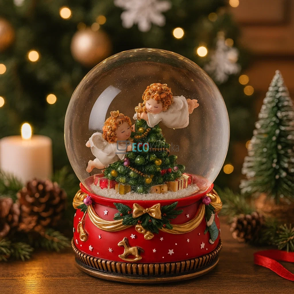 Водяна куля «Ангелочки з ялинкою» 20.5 см зі снігом і музикою (559-570) Водяна куля «Ангелочки з ялинкою» 20.5 см зі снігом і музикою (559-570)