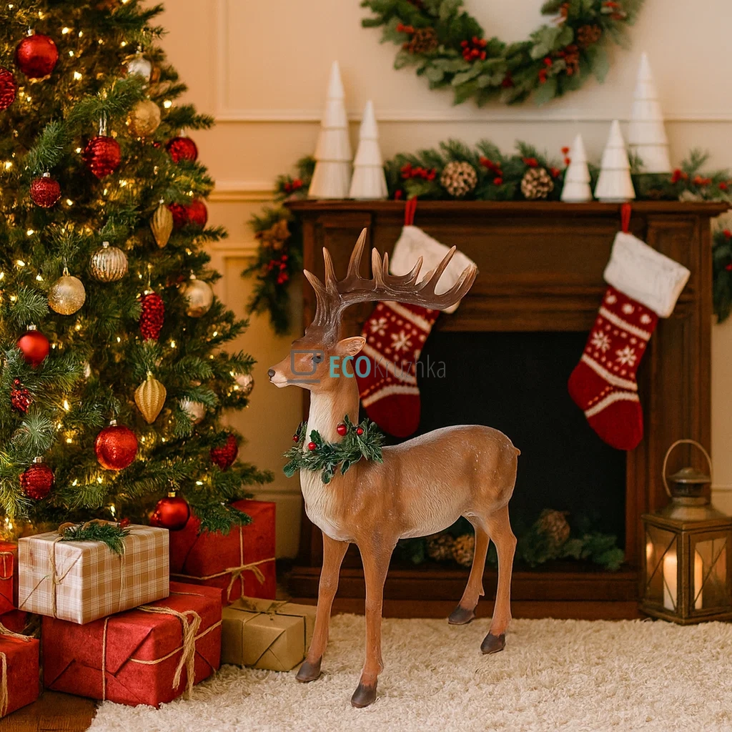 Декоративна фігура Олень з вінком 40.5 см (813-107) Декоративна фігура Олень з вінком 40.5 см (813-107)