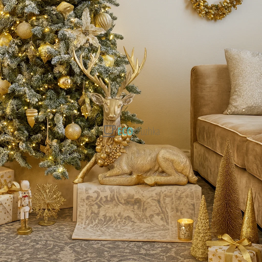 Декоративна фігура Олень з вінком 75 см (837-100) Декоративна фігура Олень з вінком 75 см (837-100)