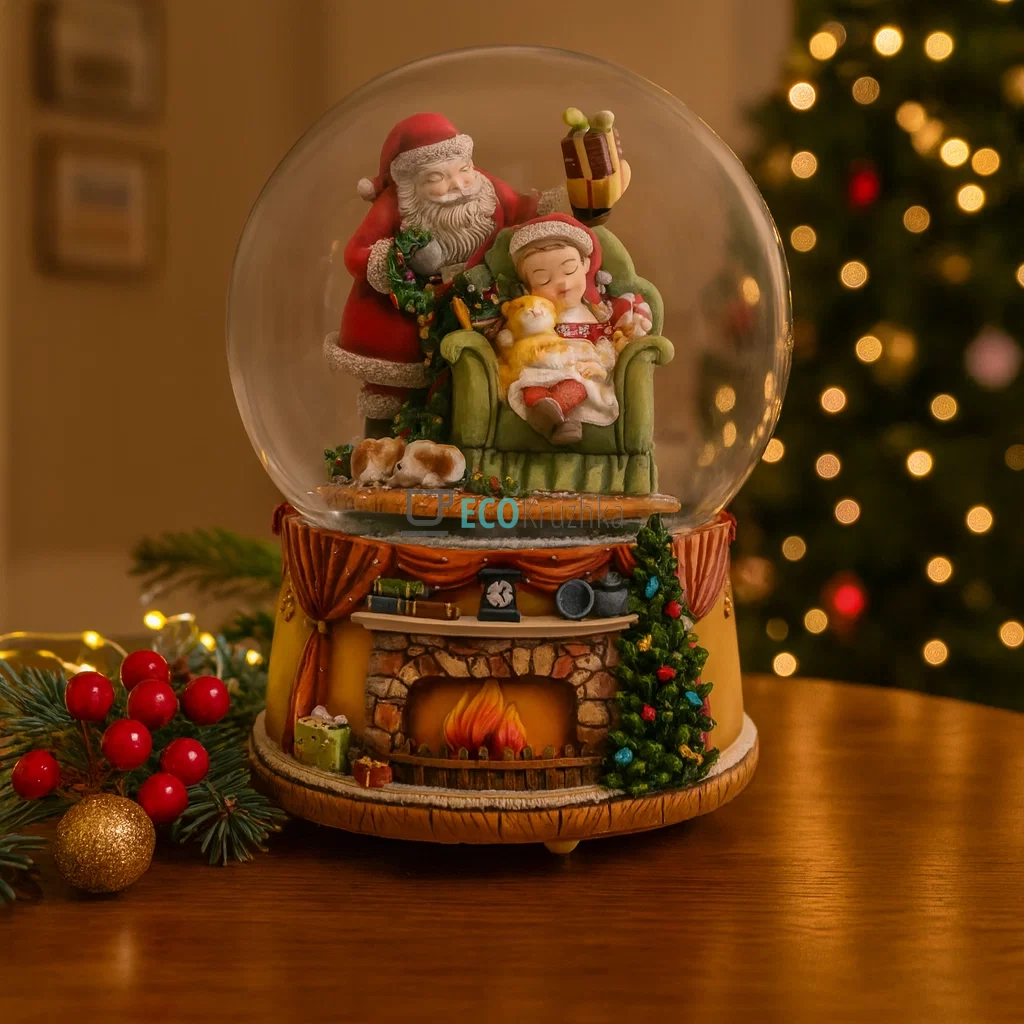 Водяна куля «Подарунок від Санти» 20 см зі снігом і музикою (559-238) Водяна куля «Подарунок від Санти» 20 см зі снігом і музикою (559-238)