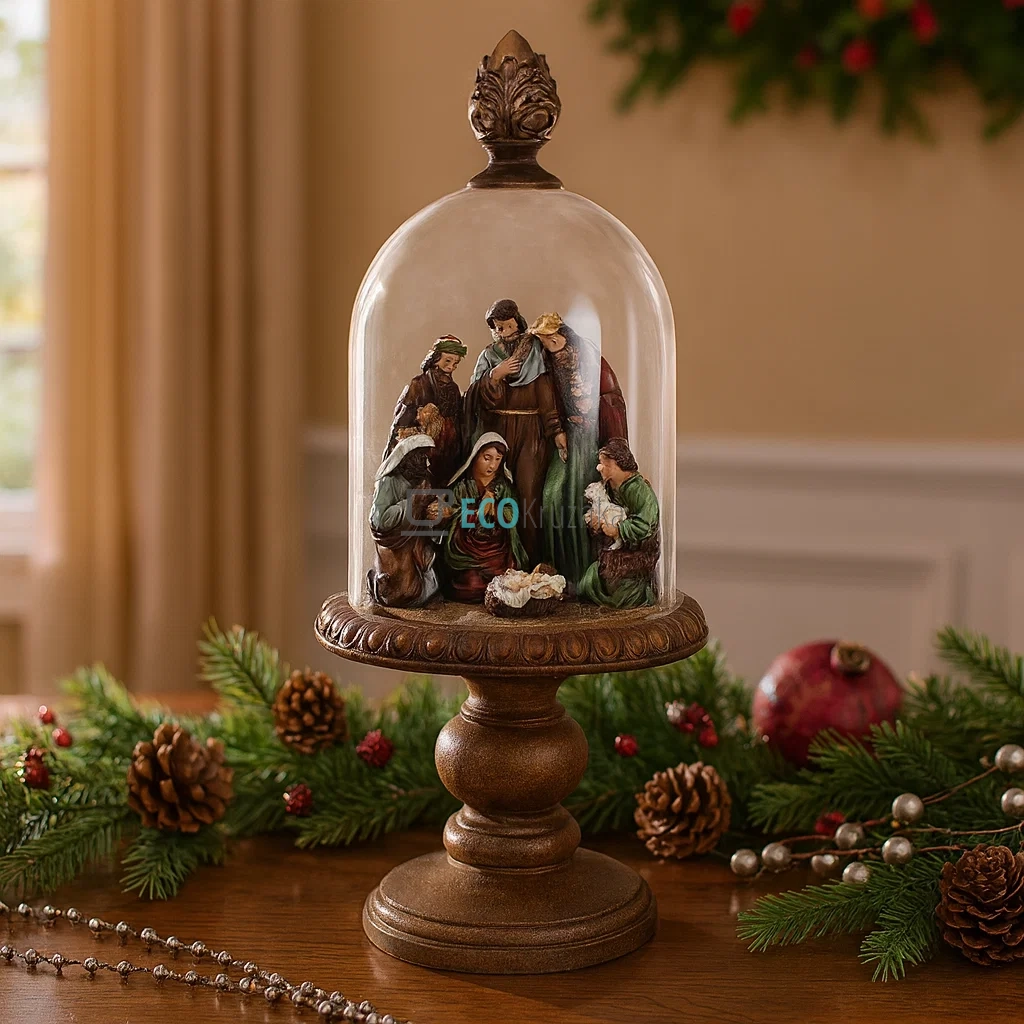 Різдвяний вертеп під скляним ковпаком з LED 56 см (837-201) Різдвяний вертеп під скляним ковпаком з LED 56 см (837-201)