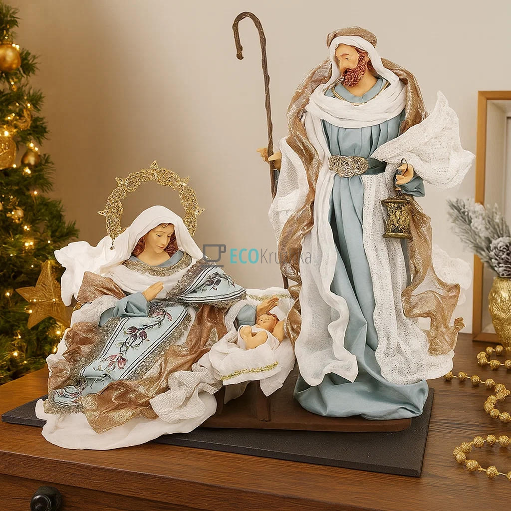 Різдвяний вертеп з 3 фігур на підставці 48 х 23 х 49 см (428-200) Різдвяний вертеп з 3 фігур на підставці 48 х 23 х 49 см (428-200)