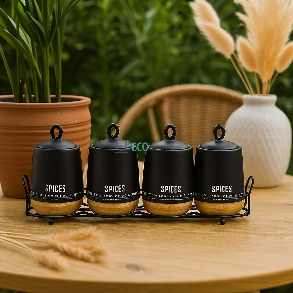 Набір 200 мл для спецій 5-ти предмений "Eco style" Maestro MR-20029-04CS Набір 200 мл для спецій 5-ти предмений "Eco style" Maestro MR-20029-04CS