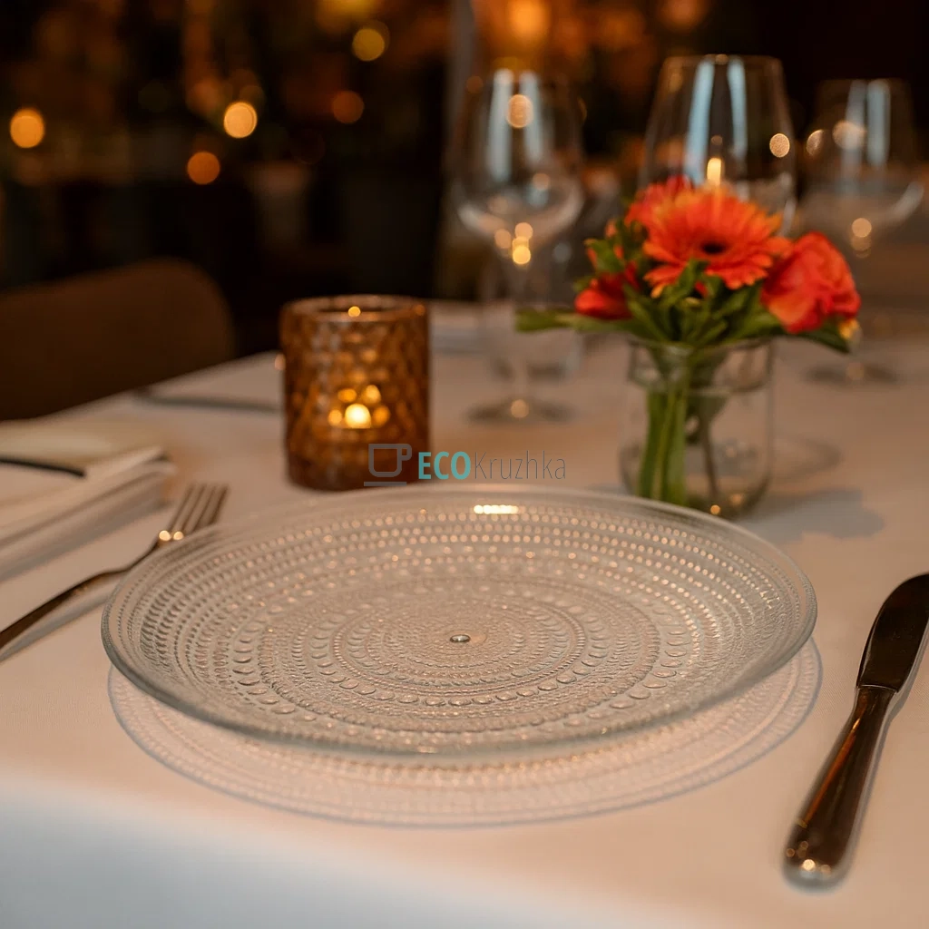 Тарілка Ardesto Verbena, 24.5см, скло, прозорий (AR5028)