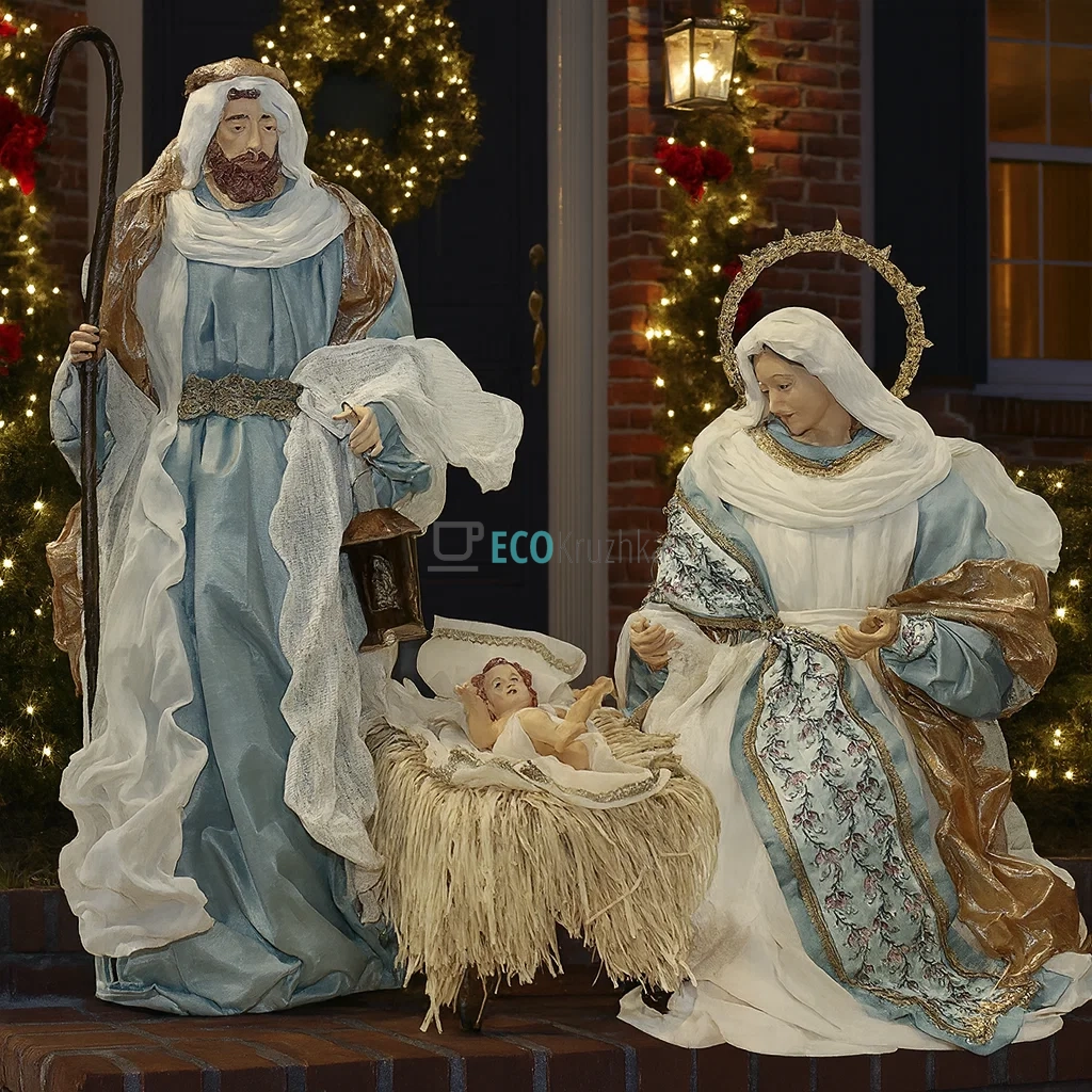 Різдвяний вертеп з 3 фігур, підлогова композиція 110 см (428-213) Різдвяний вертеп з 3 фігур, підлогова композиція 110 см (428-213)