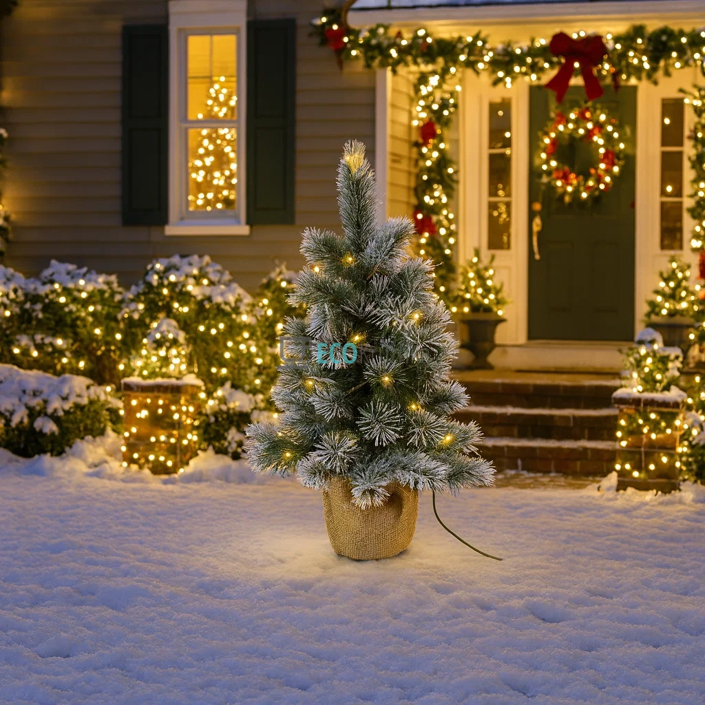 Штучна ялинка "Святкова" 60 см, 69 гілок, 35 LED вогнів, тепле біле світло, мініатюрна новорічна ялинка 840-220