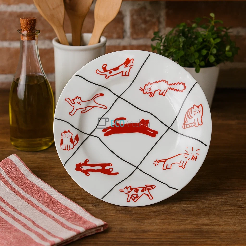 Обідня порцелянова тарілка Cats Party 23 см (7777-6) Обідня порцелянова тарілка Cats Party 23 см (7777-6)