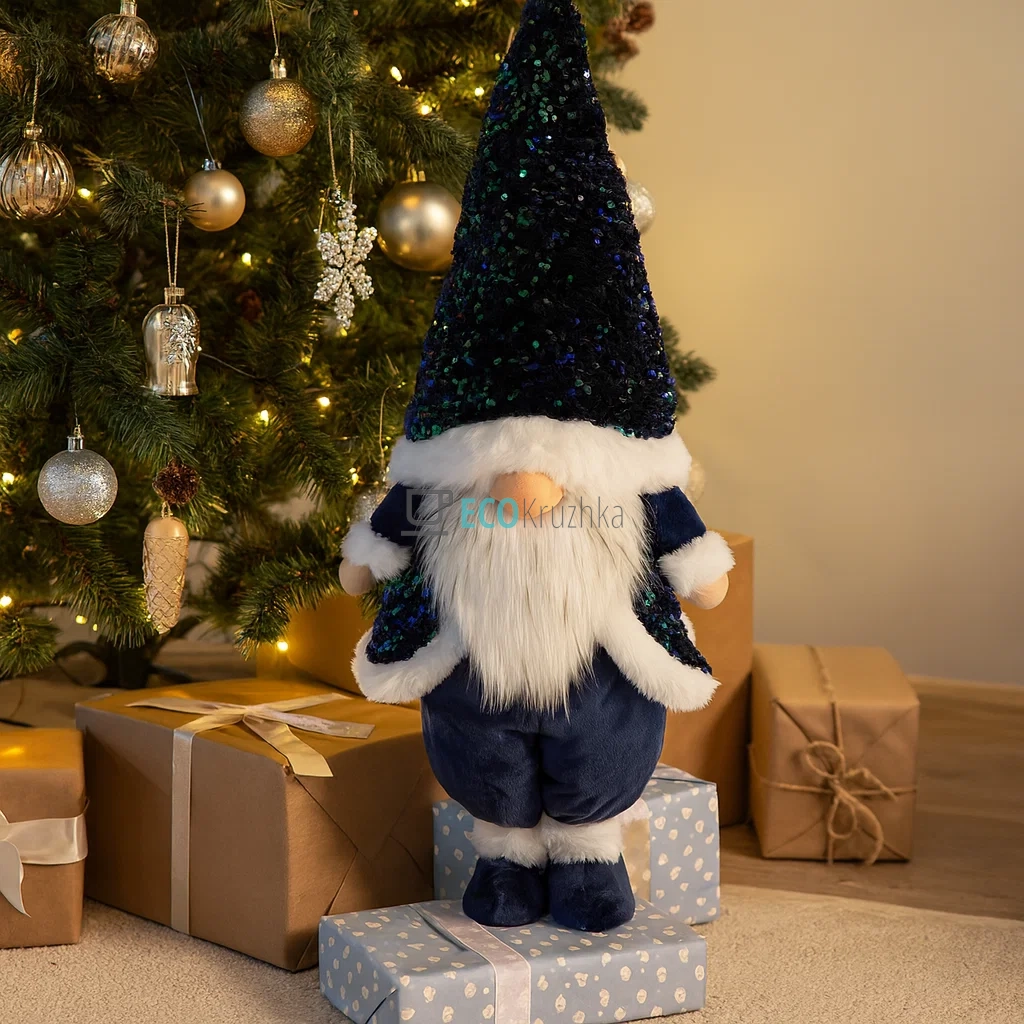 М’яка новорічна іграшка Гном 77 см синій (877-113) М’яка новорічна іграшка Гном 77 см синій (877-113)