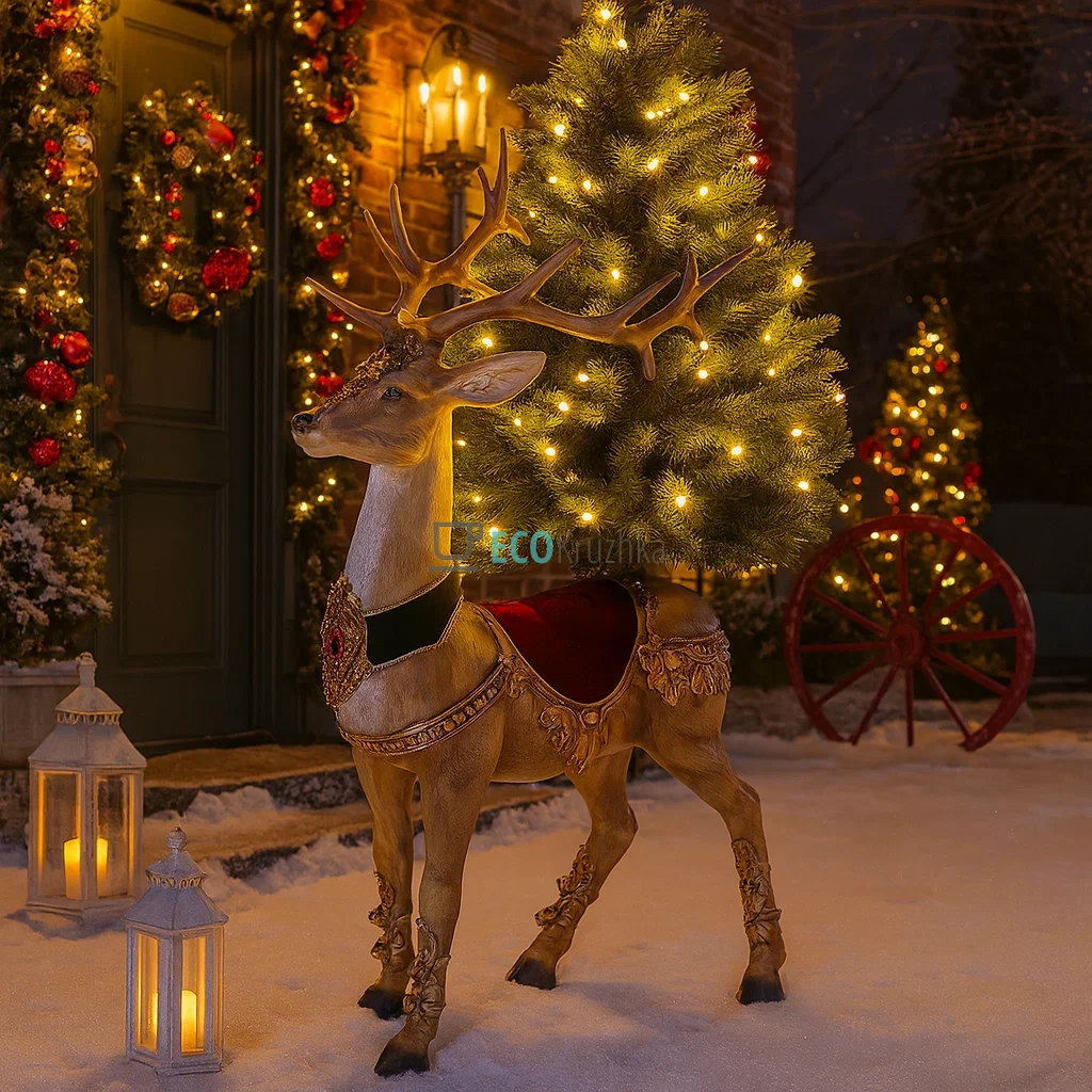 Підставка під ялинку Олень 70×40×125 см коричневий (837-308) Підставка під ялинку Олень 70×40×125 см коричневий (837-308)