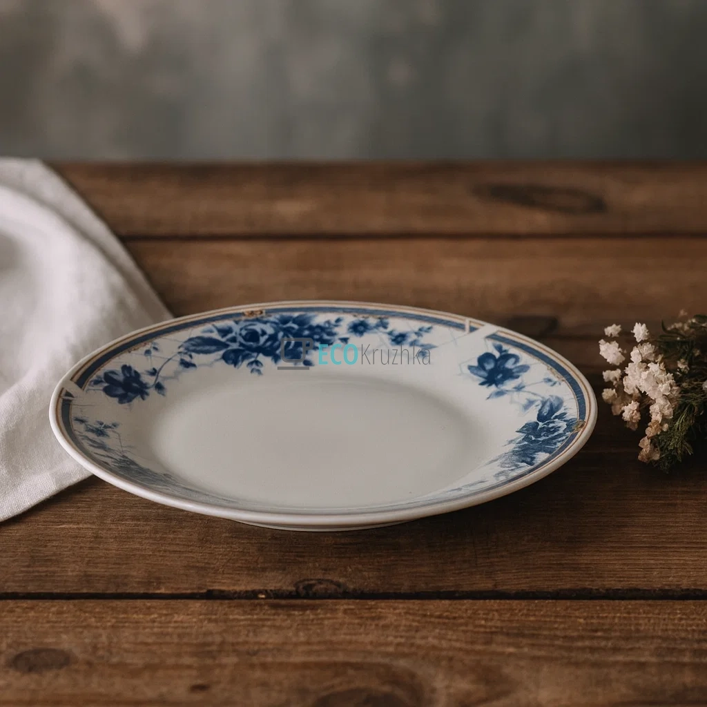 Тарілка Блакитна троянда мілка D20 №8.8862