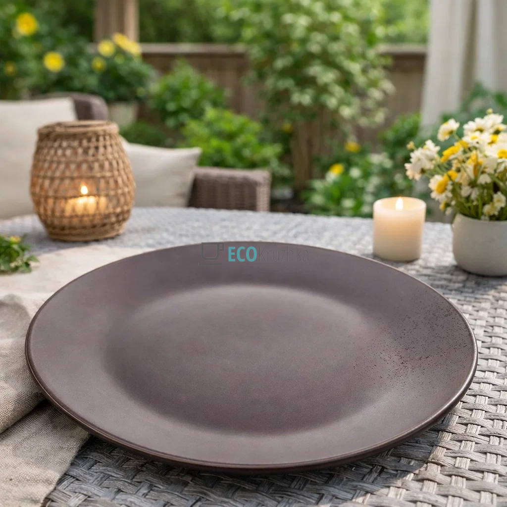 Тарілка обідня Ardesto Lucca, 26 см, Grey brown, кераміка (AR2926GMC)