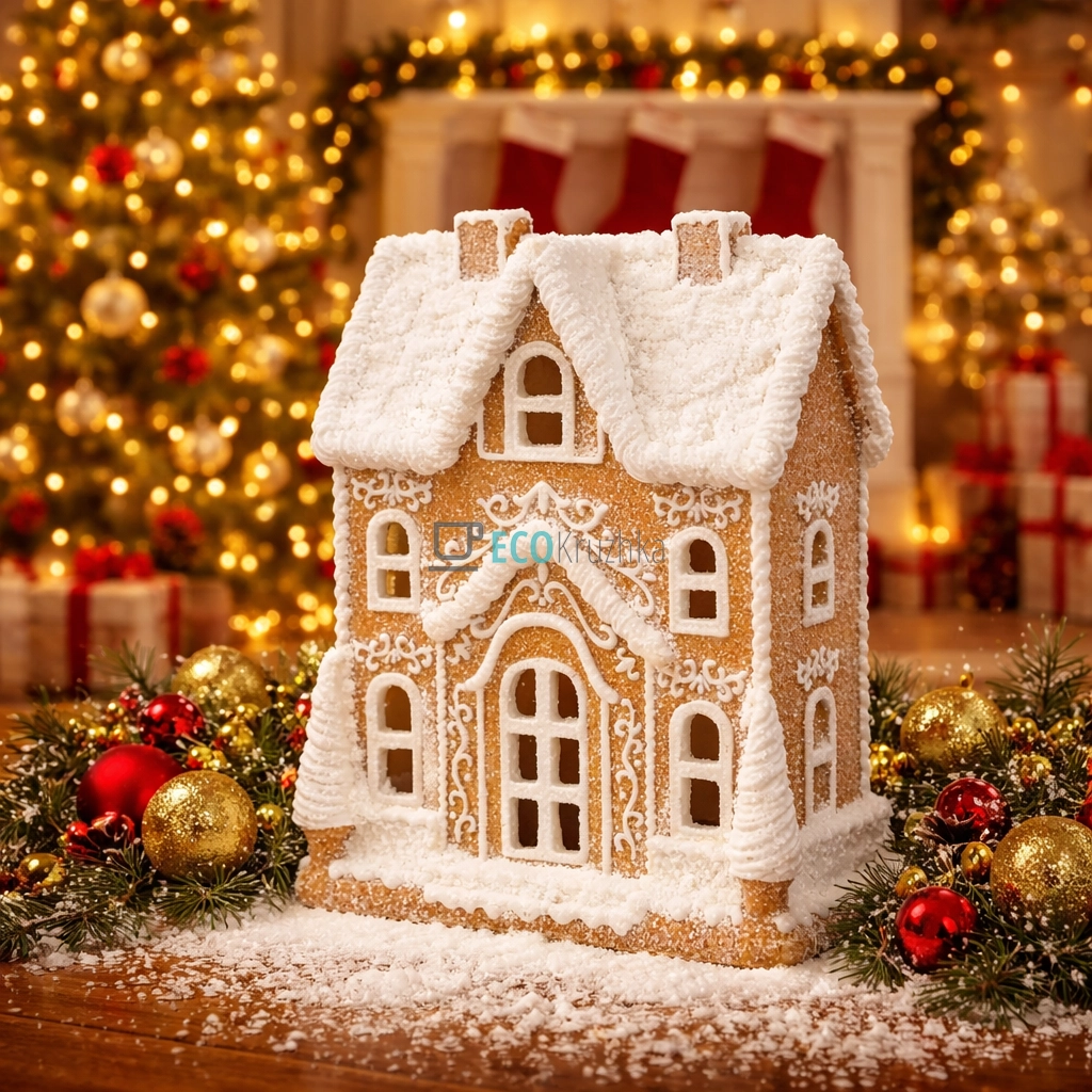 Новорічний пряничний будиночок з LED підсвічуванням 22 см (837-297)