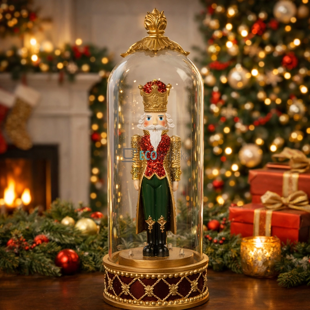Новорічний Лускунчик у скляному ковпаку LED 33.5 см (837-281)