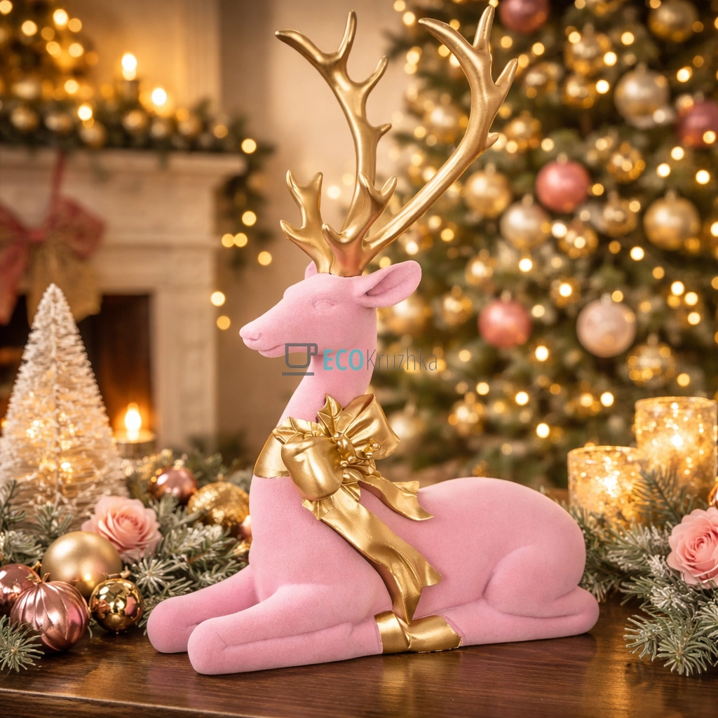 Декоративна фігура Олень 38.5 см з оксамитовим покриттям (837-287)