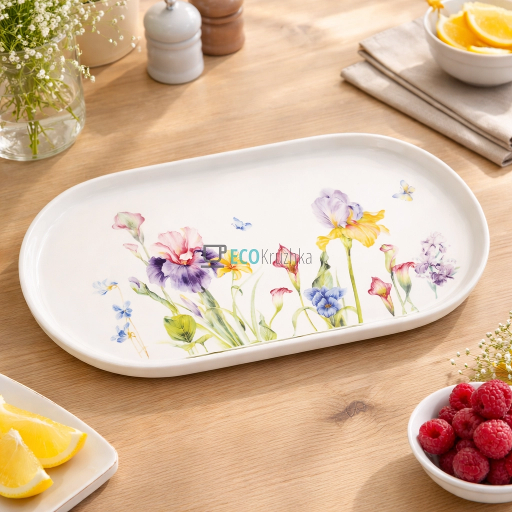 Порцелянове овальне блюдо для сервірування 30 х 16 см Iris (K250) Порцелянове овальне блюдо для сервірування 30 х 16 см Iris (K250)