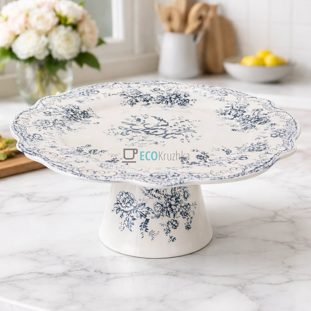 Порцелянова тортівниця на ніжці 27 см Англійська троянда (K193) Порцелянова тортівниця на ніжці 27 см Англійська троянда (K193)