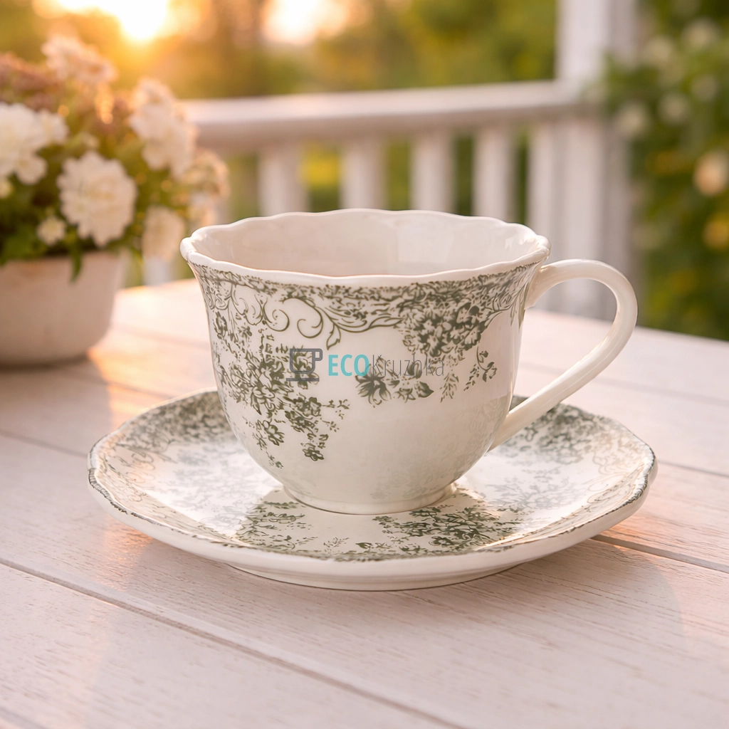 Порцелянова чашка з блюдцем 220 мл Vintage Rose (K199) Порцелянова чашка з блюдцем 220 мл Vintage Rose (K199)