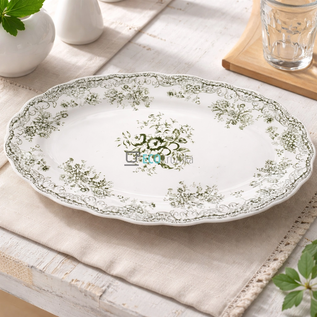 Порцелянове овальне блюдо для сервірування 36 см Vintage Rose (K197) Порцелянове овальне блюдо для сервірування 36 см Vintage Rose (K197)