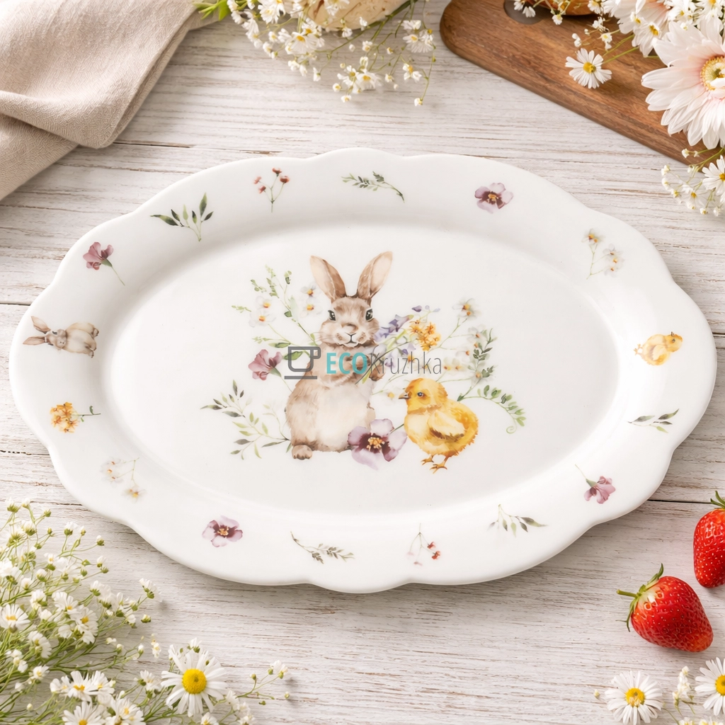 Порцелянове овальне блюдо для сервірування 31 см "Весняна історія" (K217)