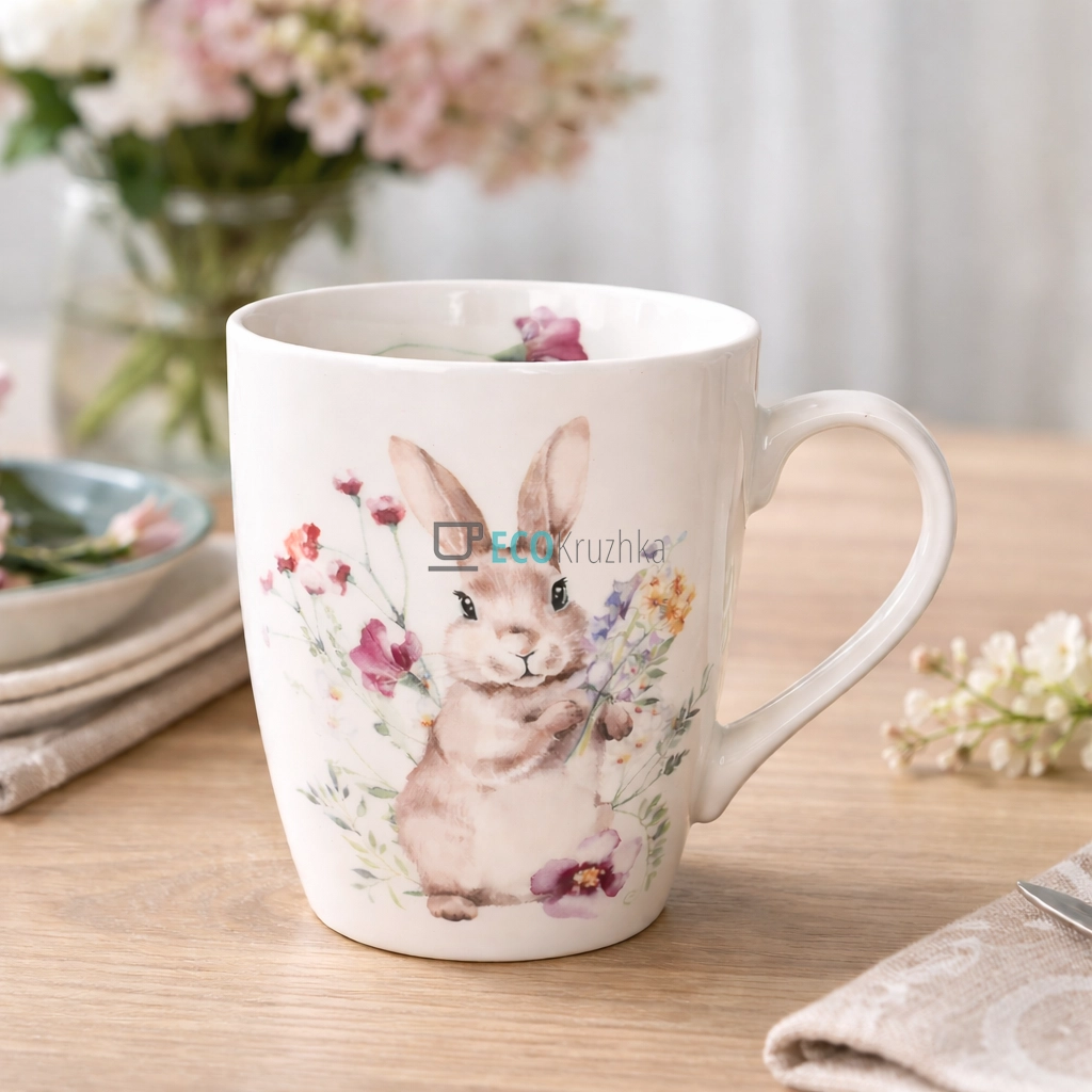 Порцелянова кружка для чаю та кави 350 мл "Весняна історія" (K219)