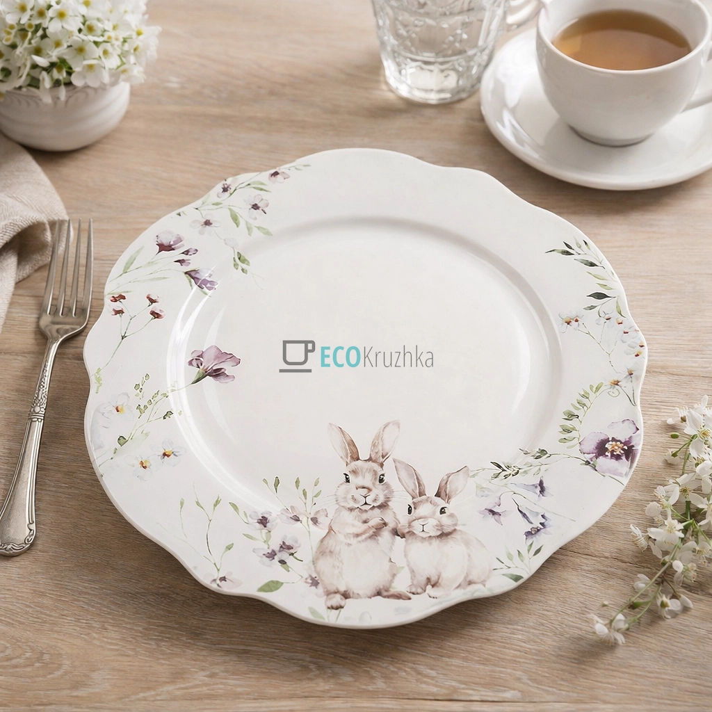 Порцелянова обідня тарілка "Весняна історія" Ø27 см (K085)