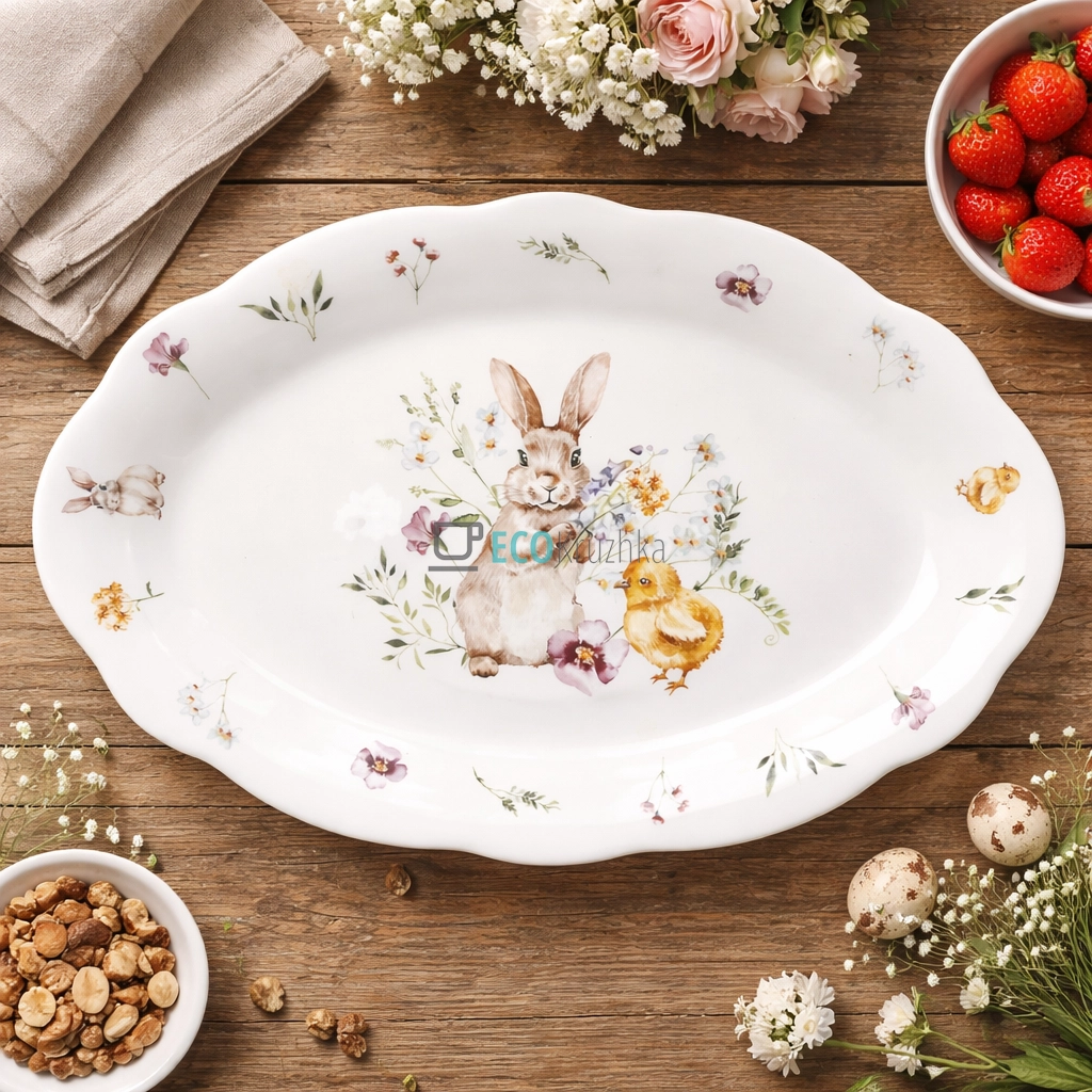 Порцелянове блюдо "Весняна історія" 30,5x21x2,4 см (K091)