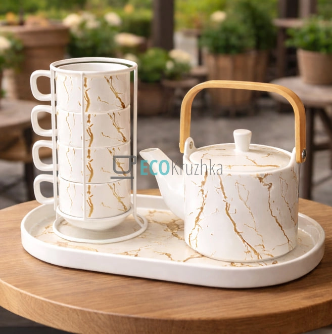 Порцеляновий чайний набір Мармурова Розкіш (23187)
