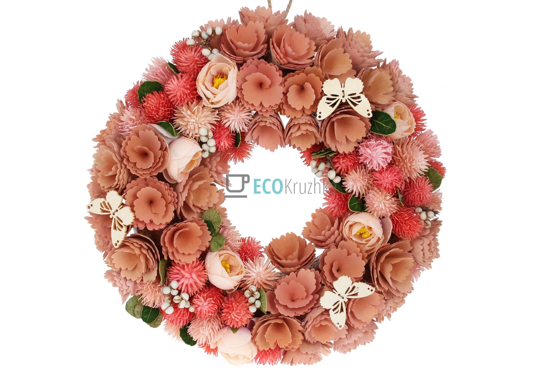 Великодній вінок 34 см персиковий (743-880)