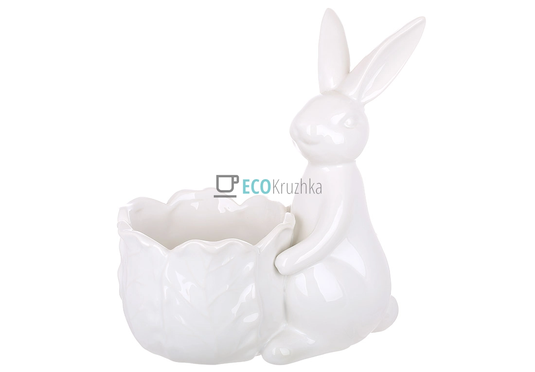 Декоративне керамічне кашпо Зайка з капустою (733-777)