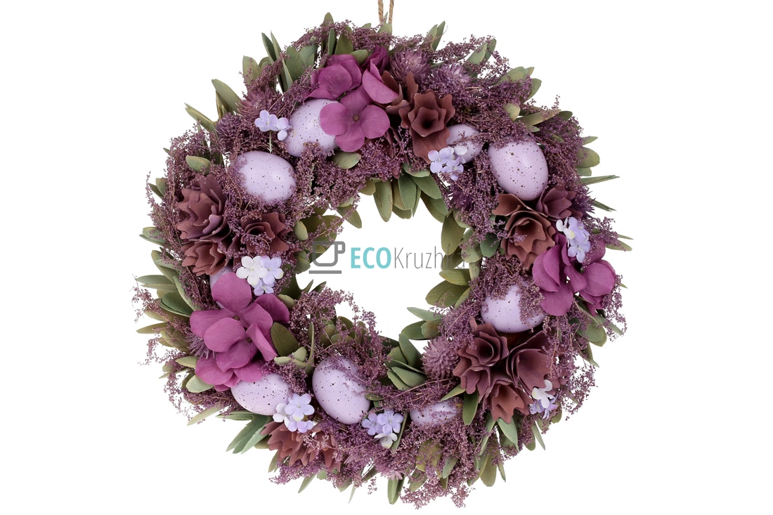 Декоративний великодній вінок 36 см лавандовий (743-901)